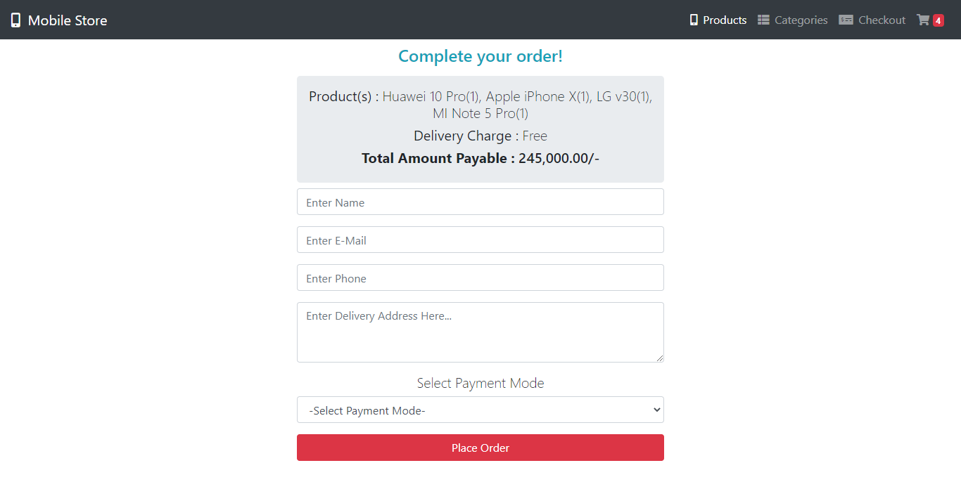 Shopping Cart With Checkout System Using PHP, MySQLi & Ajax