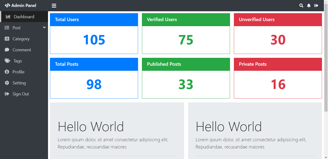 Responsive Admin Panel Design Using Bootstrap 4