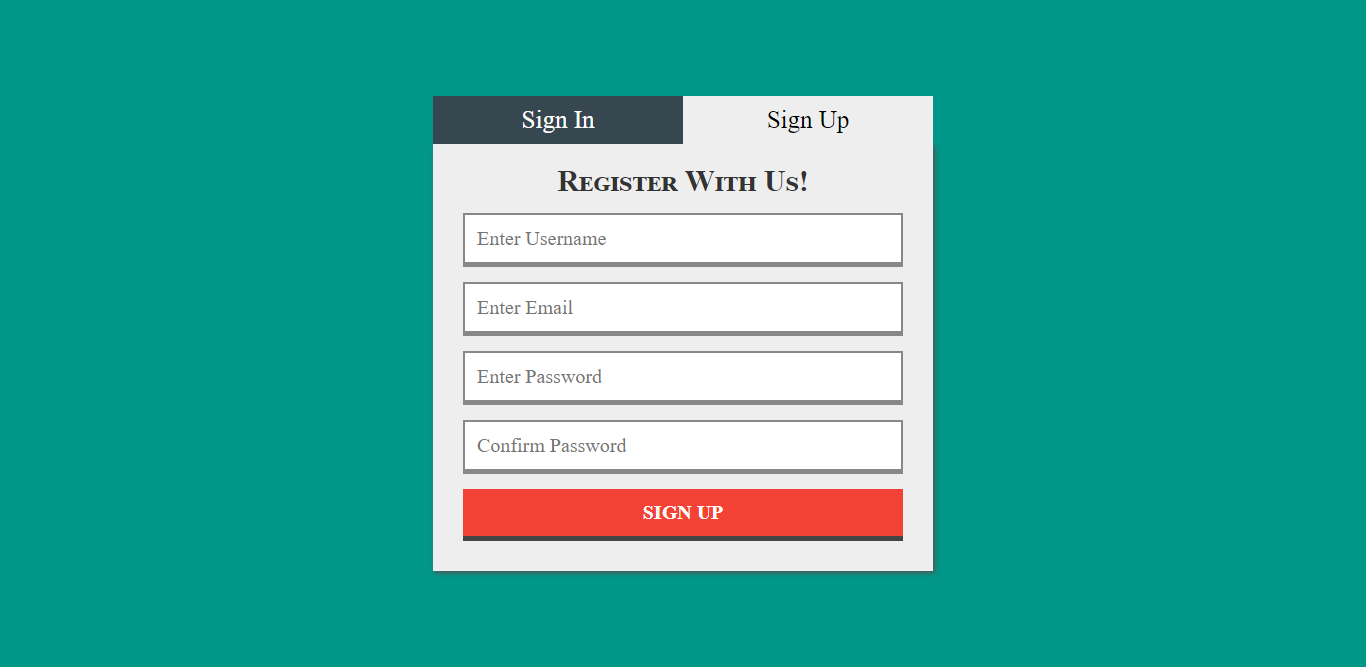 Tabbed Style Login Registration Form Design Using HTML5, CSS3 & jQuery