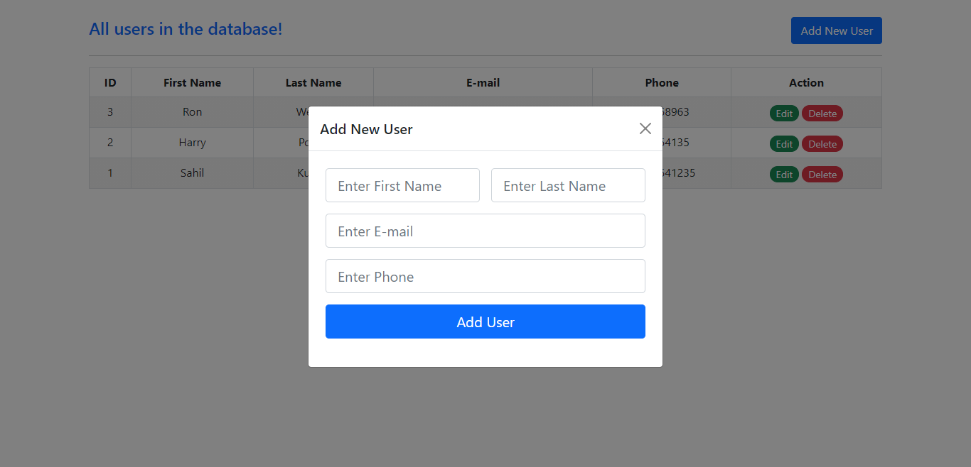 CRUD App Using Bootstrap 5, PHP-OOP, PDO-MySQL, Fetch API of ES6